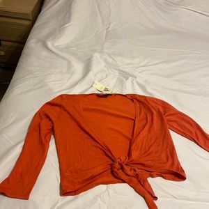 BCBGMaxAzria 3/4 Sleeve Tie Jersey Cardigan